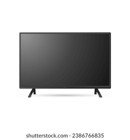 Vector 3d Realistic Modern TV Screen. Minimalistic Stylish Lcd Panel, Led TV Frame. Large Computer Monitor Display Design for Mockup. Blank Television Template. Catalog, Web Site Concept. Front View