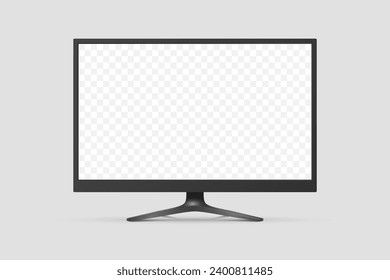 Vector 3d Realistic Modern TV Screen. Minimalistic Stylish Lcd Panel, Led TV Frame. Large Computer Monitor Display Design for Mockup. Blank Television Template. Catalog, Web Site Concept. Front View