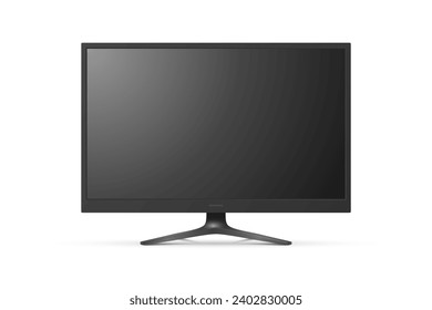 Vector 3d Realistic Modern TV Screen. Minimalistic Stylish Lcd Panel, Led TV Frame. Large Computer Monitor Display Design for Mockup. Blank Television Template. Catalog, Web Site Concept. Front View