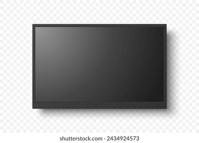 Vektor-3D-realistische moderne TV-Bildschirm. Minimalistisches stilvolles LCD-Panel, LED-TV-Rahmen. Großer Computermonitor Display Design für Mockup. Leere Fernsehvorlage. Katalog, Website-Konzept. Vorderansicht