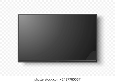 Vector 3d Realistic Modern TV Screen. Minimalistic Stylish Lcd Panel, Led TV Frame. Large Computer Monitor Display Design for Mockup. Blank Television Template. Catalog, Web Site Concept. Front View