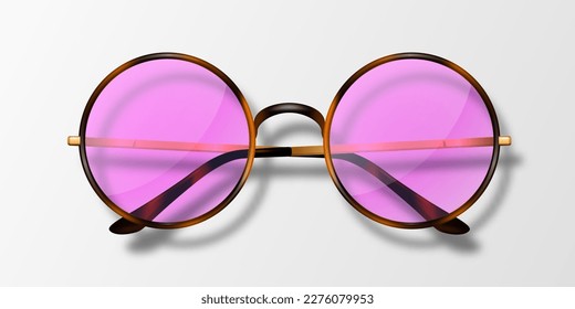 Vector 3d Realistic Modern Unisex Frame Glasses. Leopard Color Frame. Pink Transparent Sunglasses for Women and Men, Accessory. Optics, Lens, Vintage, Trendy Glasses. Front View