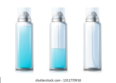 Vector 3d realistic mousse bottle with liquid gel inside, isolated on white background. Mock-up for product package branding.