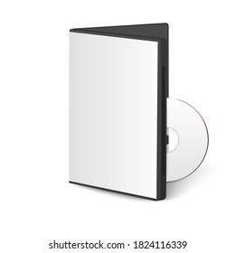 Vector 3d Realistic Opened CD, DVD with Plastic Cover Box Set Closeup Isolated on White Background. Design Template for Mockup. CD Packaging Copy Space. Front View