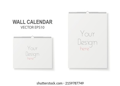 Vector 3d Realistic Paper Wall Spiral Calendar Set. A4, A5. Design Template Of White Wall Calendar Page For Mockup