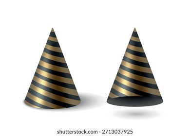 Vector 3d Realistic Party Hat Set. Glossy Celebration Party Hat for Birthday. New Year, Holiday Event, Carnival Decoration. Festive Accessory. Party Hat Illustration