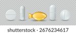 Vector 3d Realistic Pills and Capsule Icon Set. Medicine Tablets, Pharmaceutical Pills Clipart. Vitamins and Supplements Design Template. Isolated Medical Capsules