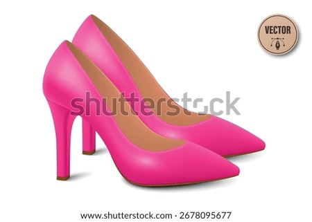 Vector 3d Realistic Pink High Heels Pair. Realistic Women s Shoes with Stiletto Heel for Fashion Poster, Shoe Store Banner, Clothing Catalog, Footwear Branding, Elegant Outfit Design, Online Shop