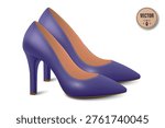 Vector 3d Realistic Purple High Heels Pair. Realistic Women s Shoes with Stiletto Heel for Fashion Poster, Shoe Store Banner, Clothing Catalog, Footwear Branding, Elegant Outfit Design, Online Shop