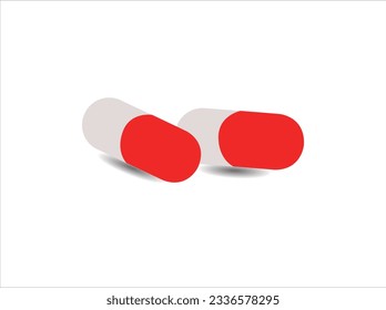 Vector 3d Realistic red Medical Pill Icon Set Closeup Isolated on Transparency Grid Background. Design template of Pills, Capsules for graphics, Mockup. Medical and Healthcare Concept. Top View
