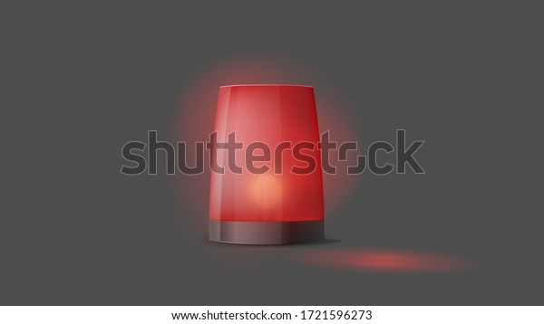 \
Vector 3d realistic red\
turn on police flasher. Siren close-up. Light, a beacon for a\
police car, ambulance, fire engines. Emergency flashing siren.\
Foreground.