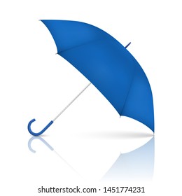 Vector 3d Realistic Render Blue Blank Umbrella Icon Closeup Isolated on White Background. Design Template of Opened Parasol for Mock-up, Branding, Advertise etc. Front View