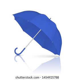 Vector 3d Realistic Render Blue Blank Umbrella Icon Closeup Isolated on White Background. Design Template of Opened Parasol for Mock-up, Branding, Advertise etc. Front View