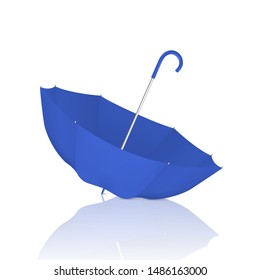 Vector 3d Realistic Render Blue Blank Umbrella Icon Upside Down Closeup Isolated on White Background. Design Template of Opened Parasol for Mock-up, Branding, Advertise etc. Front View