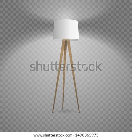 Vector 3d Realistic Render Illuminated Lamp Closeup Isolated on Transparent Background. Floor Lamp. Template of Electric Torchere for Interior Design, Energy Furniture. Home Equipment in Modern Style