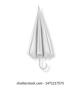 Vector 3d Realistic Render White Blank Umbrella Icon Closeup Isolated on White Background. Design Template of Closed Parasol for Mock-up, Branding, Advertise etc. Front View