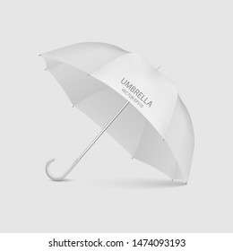 Vector 3d Realistic Render White Blank Umbrella Icon Closeup Isolated on White Background. Design Template of Opened Parasol for Mock-up, Branding, Advertise etc. Front View