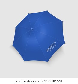 Vector 3d Realistic RenderBlue Blank Umbrella Icon Closeup Isolated on White Background. Design Template of Opened Parasol for Mock-up, Branding, Advertise etc. Top View