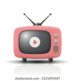 Ícone do conjunto de TV retro realista 3D vetorial. Símbolo de TV Retro para Web, App, Logo, UI. Modelo de Design de TV Retro, Clipart, Ilustração para Marcas
