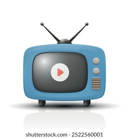 Vector 3D Realistic Retro TV Set Icon. Retro TV Symbol for Web, App, Logo, UI. Retro TV Design Template, Clipart, Illustration for Branding
