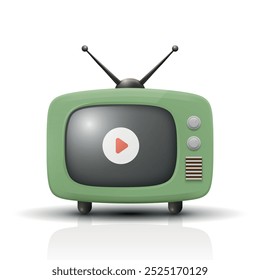 Vector 3D Realista Retro TV Set Icon. Símbolo retro de la TV para el Web, App, logotipo, UI. Plantilla de diseño de TV retro, Clipart, ilustración para la marca