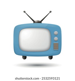 Vector 3D Realistic Retro TV Set Icon. Retro TV Symbol for Web, App, Logo, UI. Retro TV Design Template, Clipart, Illustration for Branding