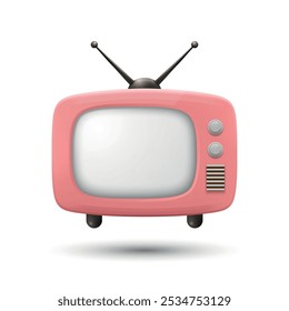 Vector 3D Realistic Retro TV Set Icon. Retro TV Symbol for Web, App, Logo, UI. Retro TV Design Template, Clipart, Illustration for Branding