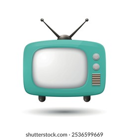 Vector 3D Realistic Retro TV Set Icon. Retro TV Symbol for Web, App, Logo, UI. Retro TV Design Template, Clipart, Illustration for Branding