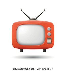 Vector 3D Realistic Retro TV Set Icon. Retro TV Symbol for Web, App, Logo, UI. Retro TV Design Template, Clipart, Illustration for Branding