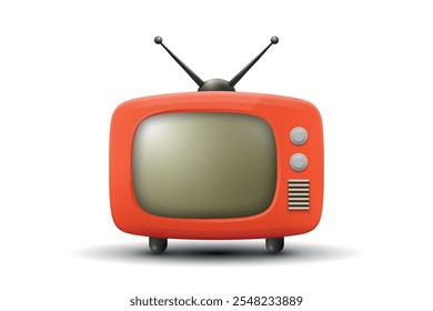 Vector 3D Realistic Retro TV Set Icon. Retro TV Symbol for Web, App, Logo, UI. Retro TV Design Template, Clipart, Illustration for Branding