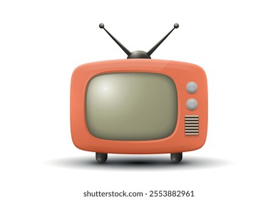 Vector 3D Realistic Retro TV Set Icon. Retro TV Symbol for Web, App, Logo, UI. Retro TV Design Template, Clipart, Illustration for Branding