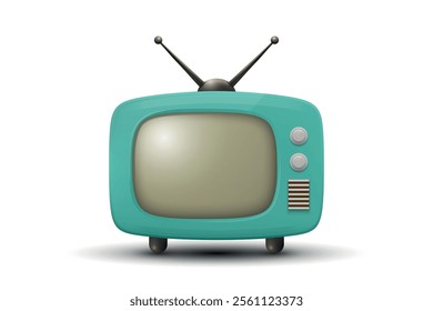 Vector 3D Realistic Retro TV Set Icon. Retro TV Symbol for Web, App, Logo, UI. Retro TV Design Template, Clipart, Illustration for Branding