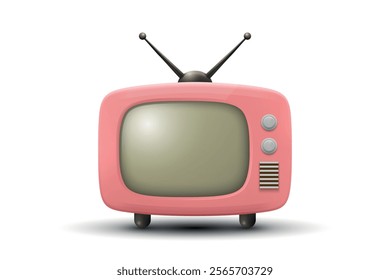 Vector 3D Realistic Retro TV Set Icon. Retro TV Symbol for Web, App, Logo, UI. Retro TV Design Template, Clipart, Illustration for Branding