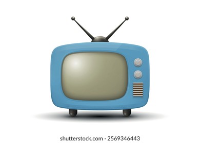 Vector 3D Realistic Retro TV Set Icon. Retro TV Symbol for Web, App, Logo, UI. Retro TV Design Template, Clipart, Illustration for Branding