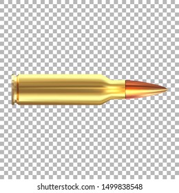 Vector 3d realistic rifle bullet isolated on transparent background.