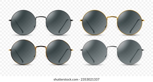 Vector 3d Realistic Round Frame Glasses Frame Isolated. Transparent Sunglasses for Women and Men, Accessory. Optics, Lens, Vintage, Trendy Glasses. Front View