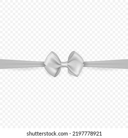 Vector 3d Realistic Silk, Satin Gift Gray Bow Icon Closeup Isolated. Vector Bow for Birthday, Christmas Presents, Gifts, Invitation, Cards. Holiday Decoration