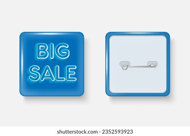 Vector 3d Realistic Square Black Metal, Plastic Blank Empty Button Badge Icon Set Isolated. Template for Branding, Mock-up