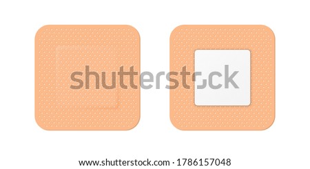 Vector 3d Realistic Square Medical Patch Icon Set Closeup Isolated on White Background. Design Template Adhesive Bandage Elastic Medical Plasters. Top View