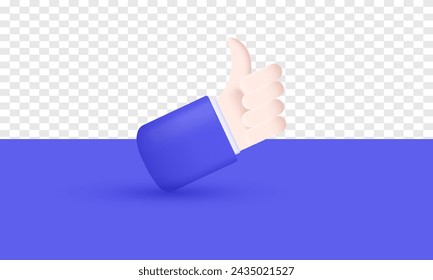 vector 3d realistic thumbs Cartoon  isolated on background .Trendy and modern vector in 3d style.