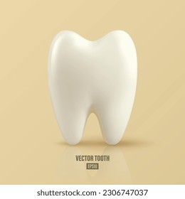 Vector 3d Realistic Tooth. Dental Inspection Banner, Plackard. Tooth Icon Closeup. Medical, Dentist Design Template. Dental Health Concept