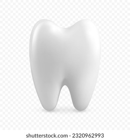 Vector 3d Realistic Tooth. Zahnarztbanner, Plackard. Zahnsymbol, Nahaufnahme isoliert. Vorlage für medizinisches, zahnmedizinisches Design. Dental Health Concept