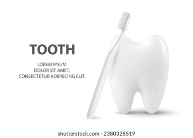 Vector 3d Cerradura Realista de Dientes y Cepillos de dientes Aislados en Fondo Blanco. Cartel de un dentista médico. Plantilla de diseño, Clipart, Mockup. Odontología, salud, concepto de higiene