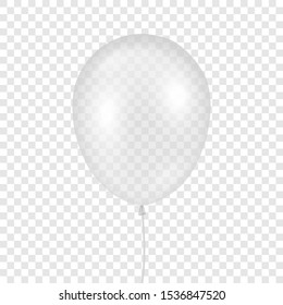 Vector 3d Realistic Transparent Balloon Icon Closeup Isolated on Transparent Background. Design Template of Helium Balloon for Mockup. Anniversary, Birthday Party. Front View