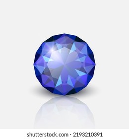 Vector 3d Gemstone transparente realista, Diamante, Cristal, Icono de Rhinestone Closeup Aislado en Blanco. Concepto jovial. Plantilla de diseño, cliente