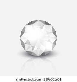Vector 3d Gemstone transparente realista, Diamante, Cristal, Icono de Rhinestone Closeup Aislado en Blanco. Concepto jovial. Plantilla de diseño, cliente