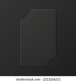 Vector 3d Realistic Vertical Black Guest Room, Plastic Hotel Apartment Keycard, ID Card, Sale, Credit Card Design Template With Paper Cover Case, Wallet Close-up For Mockup, Branding. Top View