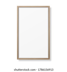 Vector 3d Realistic Vertical Brown Wooden Simple Modern Frame Icon Closeup Isolated on White Background. It can be used for presentations. Design Template for Mockup, Front View