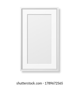 Vector 3d Realistic Vertical White Wooden Simple Modern Frame Icon Closeup Isolated on White. It can be used for presentations. Design Template for Mockup, Front View