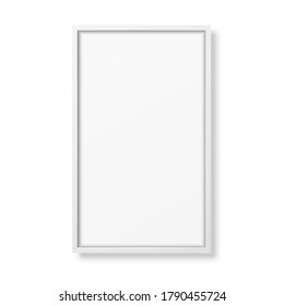 Vector 3d Realistic Vertical White Wooden Simple Modern Frame Icon Closeup Isolated on White. It can be used for presentations. Design Template for Mockup, Front View